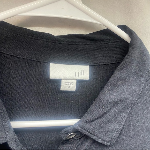 J. Jill Women Top XL Black Tunic Button Up Slit Side Pleated Back - Picture 5 of 6